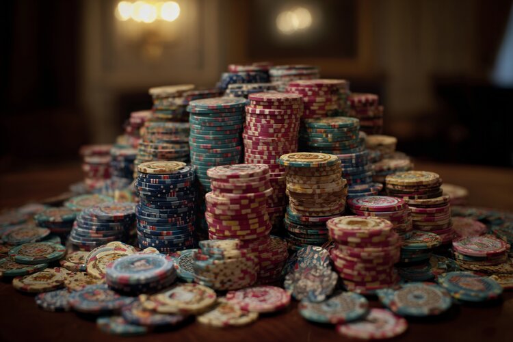 Bàn casino với chip poker